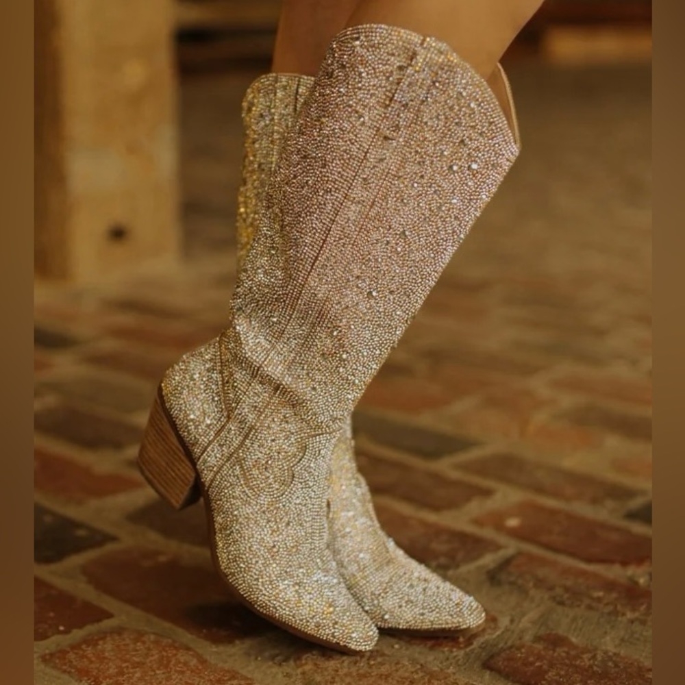 Gold Rhinestone Cowboy boots